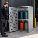 Galvanised Steel Gas Cylinder Cabinet for 10 x 11kg or 4 x 33kg Cylinders, 1-Wing Door, for Outdoor Use
