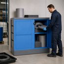 Polypropylene Dispenser Station L with 2-Leaved Door, 457 L Oil Absorption Capacity, Includes Absorbent Roll & Mats, for Chemical Handling