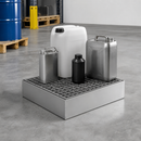 Galvanised Steel Spillage Decking with Grid, 450kg Wheel Load, 500 x 500 x 123mm, for Safe Storage of Flammable Liquids