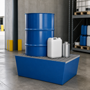 Steel Spill Pallet for 1 x 205 Litre Drum, 238 Litre Containment, with Galvanised Grid, for Safe Storage of Flammable Liquids