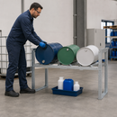 Steel Galvanised Drum Rack for 3 x 60 Litre Drums, 700 kg Load Capacity, Stackable, 1429 x 682 x 837 mm, for Safe Storage of Hazardous Materials