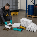 Polyethylene Emergency Spill Kit Refill Set for Oil, 28 L Absorption Capacity, Includes Mats, Socks, Cushions, Goggles & Gloves (Pack of 1)