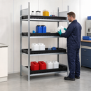 Polyethylene Hazmat Small Container Rack with 4 PE Spill Trays, 1360 x 637 x 2000 mm, for Safe Chemical Storage