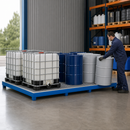 Steel Spill Pallet for 12 x 200 Litre Drums, 650 Litre Containment, with Galvanised Grid, for Safe Storage of Flammable Liquids