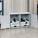 Melamine-Resin-Coated Acid and Alkali Cabinet with 2-Wing Doors, 2 Pull-Out Spill Trays, 1100 x 570 x 600 mm, for Safe Hazardous Material Storage