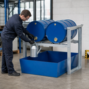 Steel Drum Rack and Dispensing Station for 2 x 60 Litre Drums, 235 Litre Containment, 1049 x 1236 x 837 mm, for Safe Storage of Hazardous Materials
