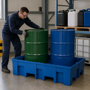 Polyethylene Spill Pallet for 2 x 200 Litre Drums, 240 Litre Containment, 865 x 1245 x 350 mm, for Safe Storage