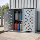 Galvanised Steel Gas Cylinder Cabinet for 20 x 11kg or 8 x 33kg Cylinders, 2-Wing Door, for Outdoor Use