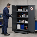 Anthracite Sheet Steel Chemicals Cabinet with Spill Pallet, 3 Adjustable Shelves, for Safe Storage of Toxic Substances (Systema CS-53R)