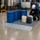 Galvanised Steel Spill Decking with Grid, 1862 x 1362 x 78 mm, 2000 kg Wheel Load, 181 L Containment Volume, for Safe Storage of Flammable Liquids