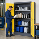Polyethylene Environmental Cabinet with 4 Galvanised Shelves, 1225 x 640 x 1990 mm, for Safe Storage of Corrosive Liquids