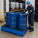 Polyethylene Spill Pallet for 4 x 200 Litre Drums, 405 Litre Containment, with Grid, for Safe Chemical Storage