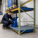 Steel Spill Tray for 1825mm Shelves, 270L Containment, with Galvanised Grid, for Hazardous Material Storage
