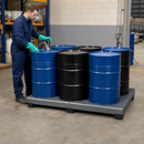 Steel Spill Pallet for 8 Drums with Removable Grid for Safe Storage