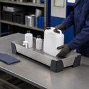 Stainless Steel Spill Tray for Small Containers, 7 L Capacity, 250 x 600 x 95 mm, for Safe Storage of Hazardous Materials