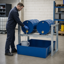 Steel Drum Rack and Dispensing Station for 2 x 60 Litre Drums, 235 Litre Containment, 1049 x 1236 x 837 mm, for Safe Storage of Hazardous Materials