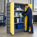 Polyethylene Environmental Cabinet with 3 Slide-Out Spill Pallets, 1 Stainless Steel Grid, 75 Litre Containment, for Safe Storage of Corrosive Liquids (Model PS 1220-3.1)