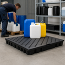 Reformed Polyethylene Spillage Deck Element, 1350 x 1200 x 125 mm, 135L Containment, 840 kg/m² Load Capacity, for Chemical Safety
