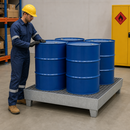 Galvanised Steel Spill Pallet for 4 x 205 Litre Drums, 315 Litre Containment, with Removable Grid, for Safe Storage of Flammable Liquids