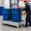 Galvanised Steel Spill Pallet for 4 x 205 Litre Drums, 315 Litre Containment, with Removable Grid, for Safe Storage of Flammable Liquids