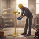 Pedestal Mounted Emergency Eye Wash 22 Litre 80cm x 27cm x 13cm for Industrial Safety