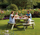Premium Round Picnic Table for Eight with Sturdy Construction and Parasol Hole - Ideal for Heavy Use in Public Spaces | COSHH | UK