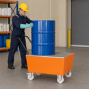 2mm Steel Mobile Spill Pallet for 1 x 205 Litre Drum, 238 Litre Containment, with Galvanised Grid, for Safe Hazardous Material Handling (Pack of 1)