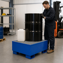 Steel Spill Pallet for 1 x 205 Litre Drum, 238 Litre Containment, Powder Coated Blue, for Safe Storage of Flammable Liquids