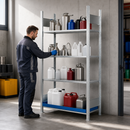 Steel Hazmat Small Container Rack with 3 Adjustable Grids, 36L Containment, Painted Spill Tray, 1060 x 637 x 2000 mm, for Safe Storage of Flammable Liquids