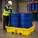 4 Drum Spill Pallet with 440 Litre Sump – Heavy Duty Polyethylene Bunded Pallet | 1500kg Load Capacity