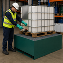 Single IBC Steel Spill Pallet – 1100 Litre Bunded Spill Containment Pallet | 1500kg Load Capacity