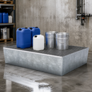 Galvanised Steel Spill Pallet for 4 x 205 Litre Drums, 485 Litre Containment, with Removable Grid, for Safe Storage of Flammable Liquids