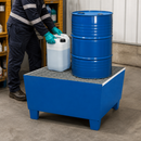 2mm Steel Spill Pallet for 1 x 205 Litre Drum, 330 kg Load Capacity, with Galvanised Grid, for Hazardous Material Storage