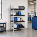 Hazmat Small Container Rack with 4 Polyethylene Spill Trays, 1012 x 637 x 2000 mm, for Safe Chemical Storage (Extension Unit)