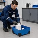 Powder Coated Steel Spill Tray for Small Containers, 20 Litre Capacity, 392 x 392 x 200 mm, for Safe Hazardous Material Storage