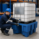 Polyethylene Spill Pallet for 1 x 600 L IBC, 660 L Containment, 1200 kg Load Capacity, for Safe Chemical Storage