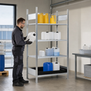 Galvanised Steel Hazmat Small Container Rack with PE Spill Tray, 1060 x 437 x 2000 mm, for Safe Chemical Storage (Basic Unit)