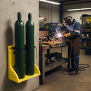 Premium Wall Mounted Gas Cylinder Stand for 2 Cylinders, Heavy Duty Non-Sparking Plastic Construction with Security Straps | Polyethylene | COSHH | UK