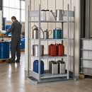 Galvanised Steel Spill Pallet with 4 Grids, 54 Litre Capacity, Adjustable Height, 1156 x 726 x 2000 mm, for Hazardous Liquid Storage