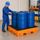 Polyethylene Spill Pallet for 4 x 205 Litre Drums, 295 Litre Containment, with Grid, for Safe Chemical Storage