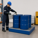 Steel Spill Pallet for 4 x 205 Litre Drums, 265 Litre Containment, Powder Coated Blue, with Galvanised Grid, for Safe Storage of Flammable Liquids