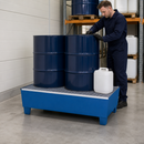 Steel Spill Pallet for 2 x 205 Litre Drums, 235 Litre Containment, with Galvanised Grid, for Safe Chemical Storage