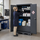 Anthracite Sheet Steel Chemicals Cabinet with Spill Pallet, 3 Adjustable Shelves, for Safe Storage of Toxic Substances (Systema CS-53R)
