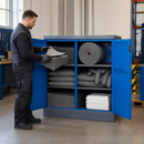 Dispenser Station L with 2-Leaved Doors, Polypropylene, 457 L Oil Absorption, Compact Design for Workshops