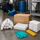 Polyethylene Emergency Spill Kit Refill Set for Oil, 28 L Absorption Capacity, Includes Mats, Socks, Cushions, Goggles & Gloves (Pack of 1)