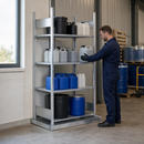 Galvanised Steel Hazmat Small Container Rack with 4 Grids, 1006 x 726 x 2000 mm, for Storing Flammable Liquids