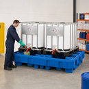 Polyethylene Spill Pallet for 2 x 1000 Litre IBCs, 1150 Litre Capacity, with Filling Area, for Safe Chemical Storage