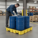 Premium Low Profile Spill Pallet for Four 205 Litre Drums - UV Stabilised Polyethylene, Compliant with Oil Storage Regulations | COSHH | UK