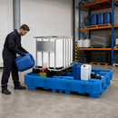 Polyethylene Spill Pallet for 2 x 1000 Litre IBCs, 1150 Litre Containment, Forklift Accessible, for Safe Chemical Storage