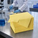 Lightweight Polypropylene Chemical Absorbent Fleece Cloths, 40 x 50 cm, 70 Litre Capacity, 3-Ply, for Laboratory Use (Pack of 100)